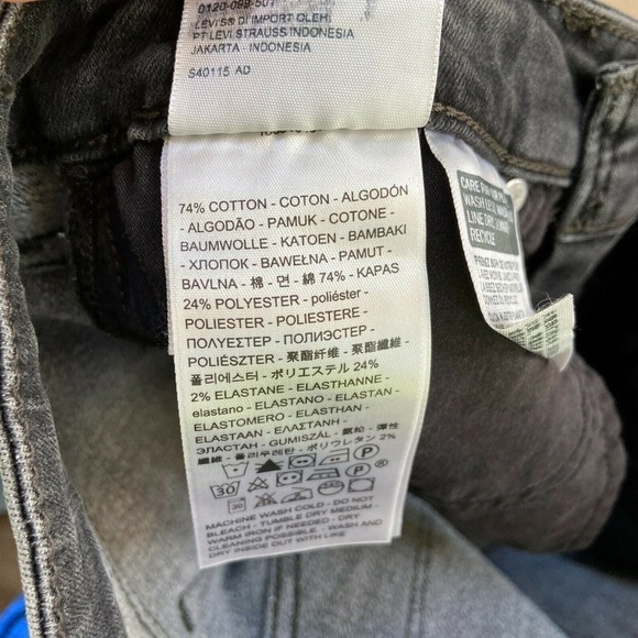 Levi's Premium 711 Skinny Jeans Womens Mid Rise Gray Wash Frayed Hem - Picture 5 of 8